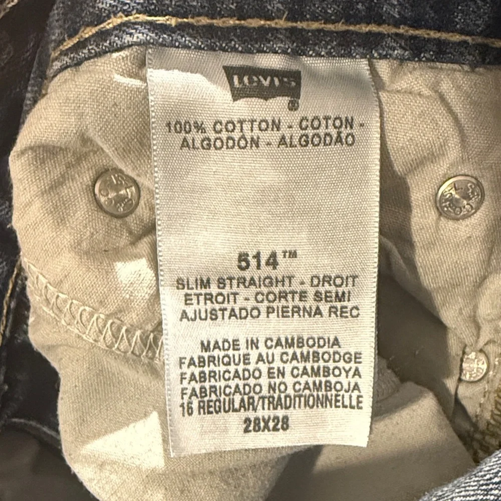 310 Levi’s 514 Slim Straight Jeans Men’s 28x28 Dark Wash Denim Classic Fit